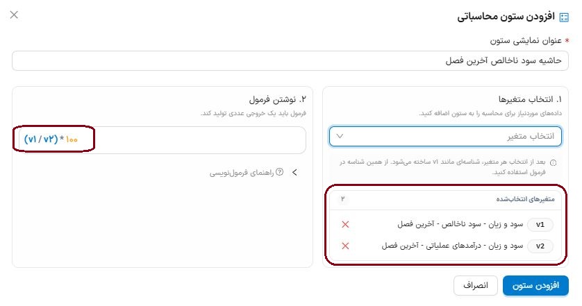 حاشیه سود ناخالص آخرین فصل